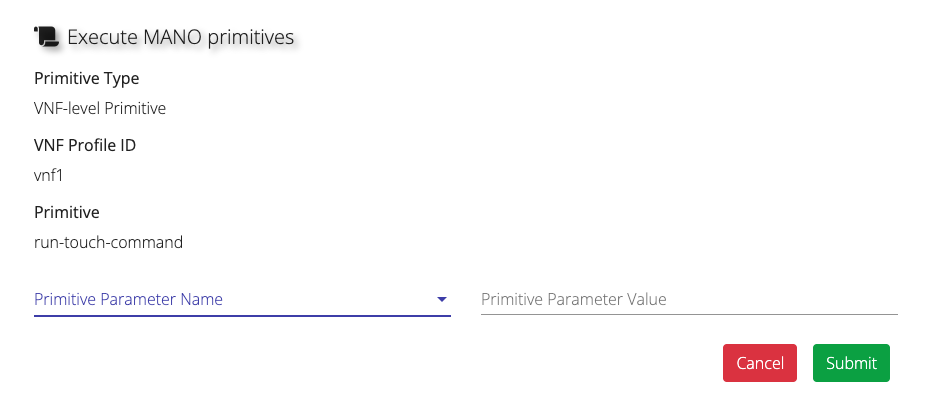 Execute MANO Primitives Window